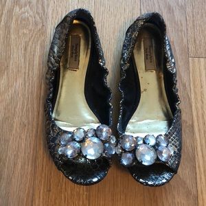 Open toe jewel flats